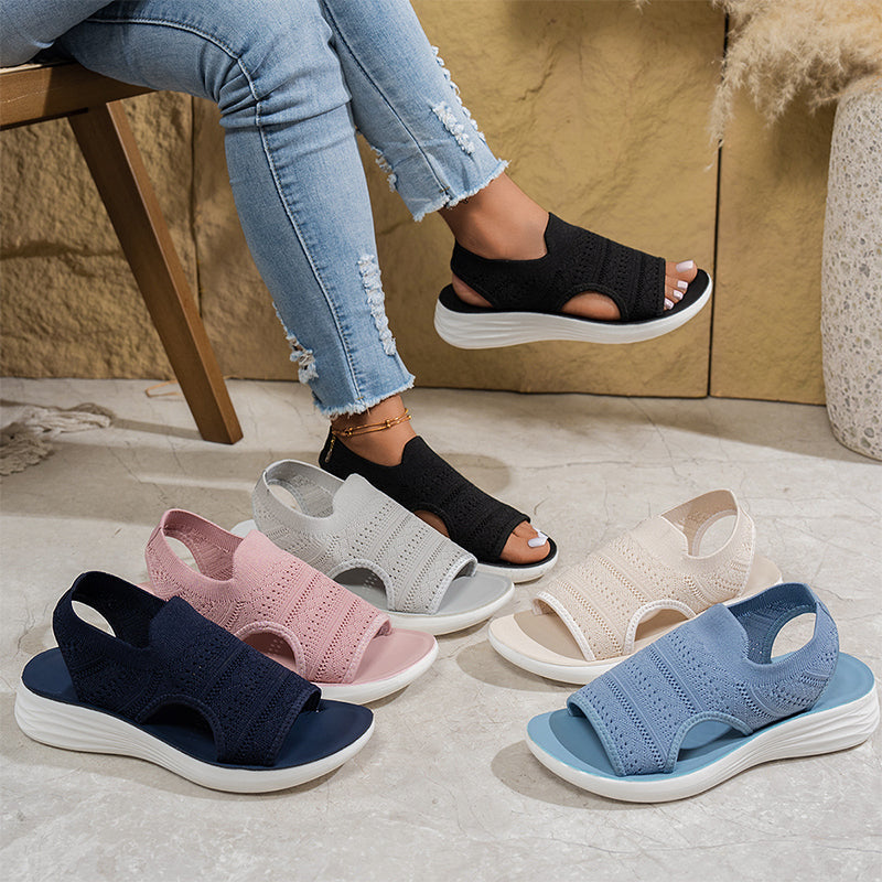 Olivia | Breathable Knitted Platform Sandals with Heel Strap