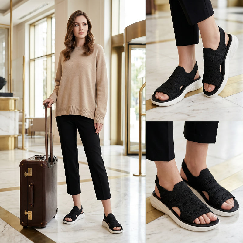 Olivia | Breathable Knitted Platform Sandals with Heel Strap