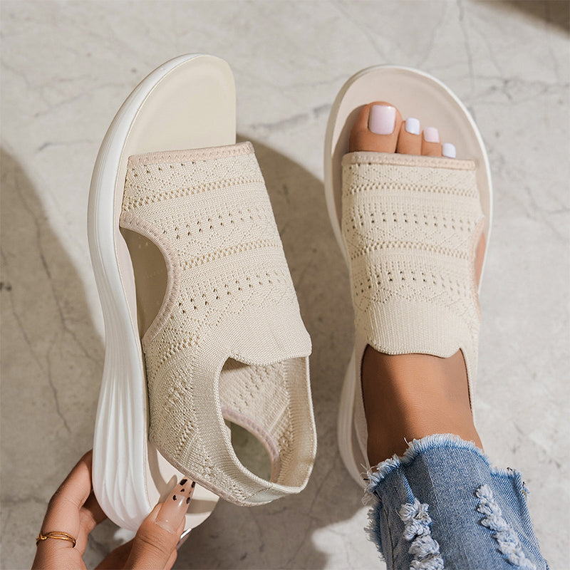 Olivia | Breathable Knitted Platform Sandals with Heel Strap