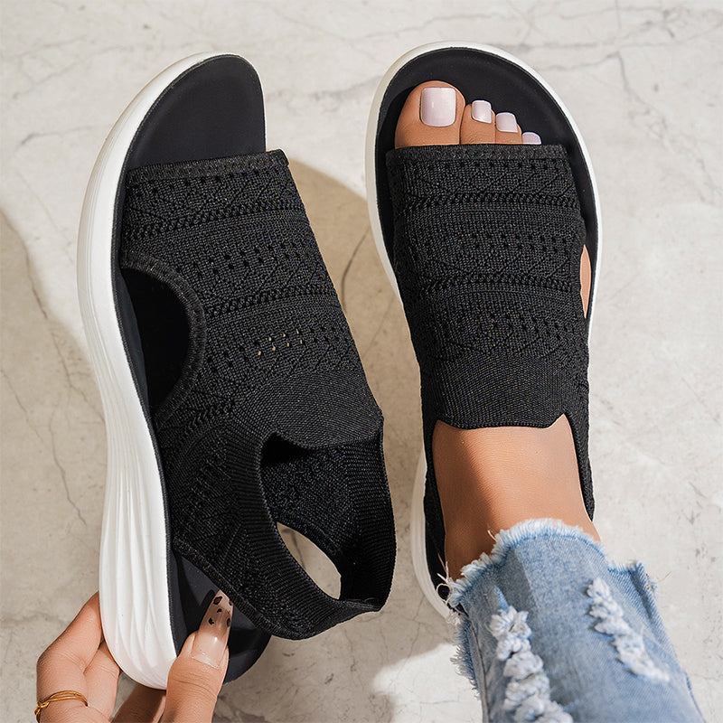 Olivia | Breathable Knitted Platform Sandals with Heel Strap