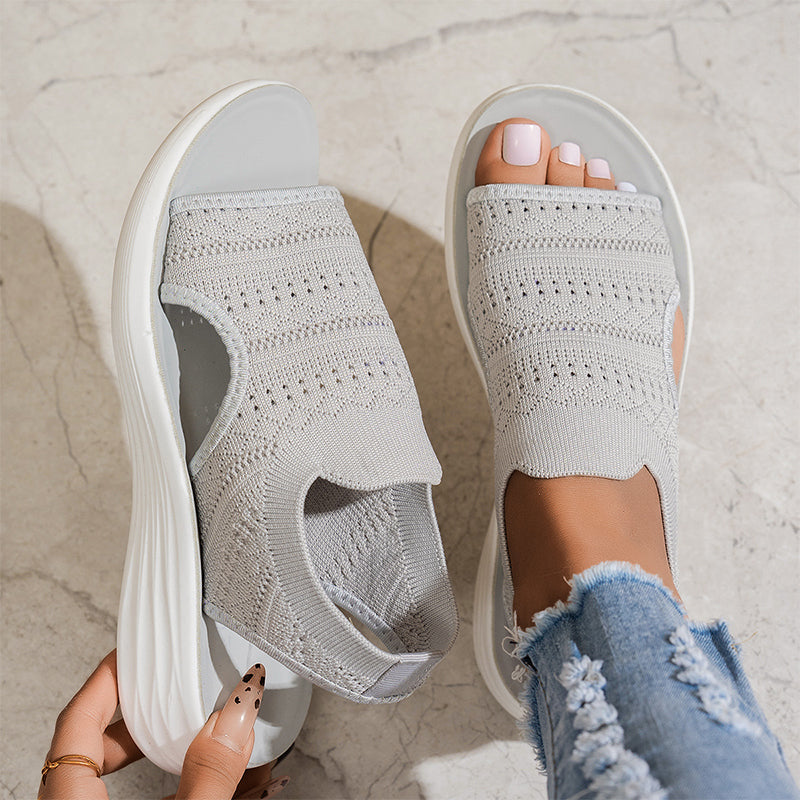 Olivia | Breathable Knitted Platform Sandals with Heel Strap