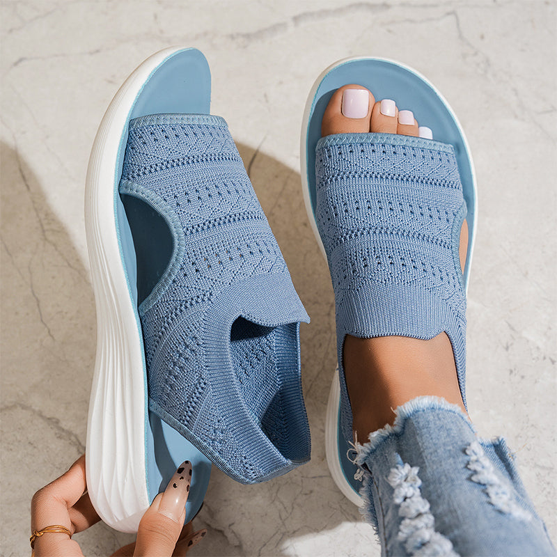 Olivia | Breathable Knitted Platform Sandals with Heel Strap