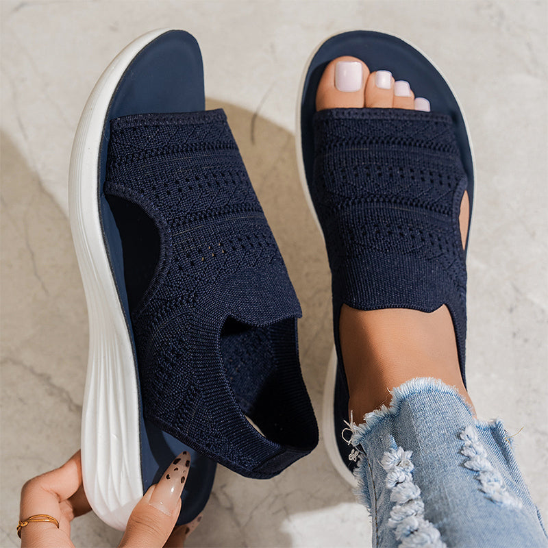 Olivia | Breathable Knitted Platform Sandals with Heel Strap