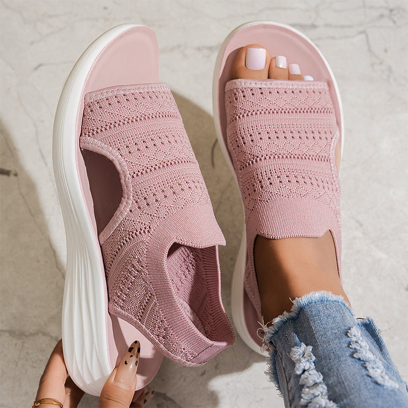 Olivia | Breathable Knitted Platform Sandals with Heel Strap