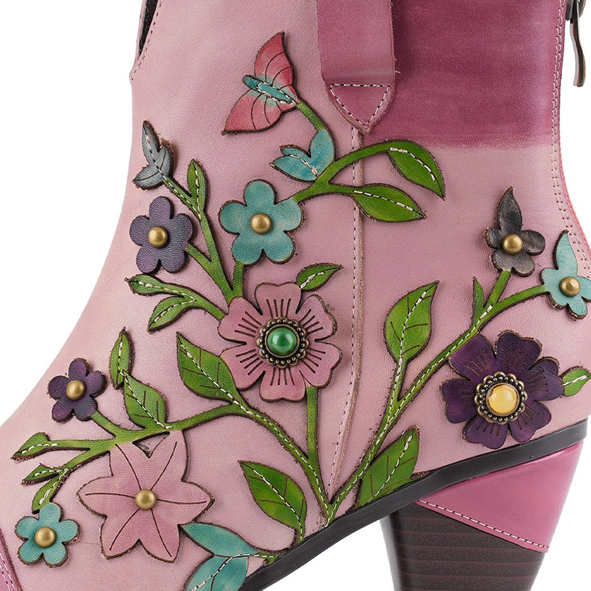 Grace Blossom Pink Ankle Boots